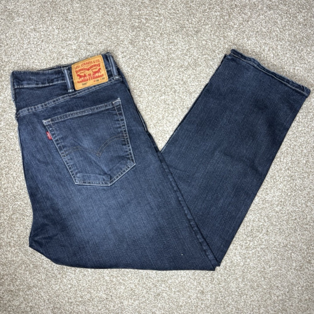 Levi's 505 Jeans Men's Size 38x30 Straight Leg Medium Wash Blue Denim - Picture 6 of 15